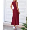 image:imageBTFBM Women Tank Midi Dress Summer Crewneck Sleeveless Pleated A Line Business Casual Formal Sweater Spring Dresses 2026Burgundy