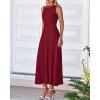image:imageBTFBM Women Tank Midi Dress Summer Crewneck Sleeveless Pleated A Line Business Casual Formal Sweater Spring Dresses 2026Burgundy