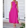 image:imageBTFBM Women Tank Midi Dress Summer Crewneck Sleeveless Pleated A Line Business Casual Formal Sweater Spring Dresses 2026Rose Red
