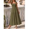 image:imageBTFBM Womens 2026 Spring Boho Spaghetti Strap Dress Casual Sleeveless Smocked A Line Beach Sundress Long Maxi DressesArmy Green