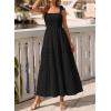 image:imageBTFBM Womens 2026 Spring Boho Spaghetti Strap Dress Casual Sleeveless Smocked A Line Beach Sundress Long Maxi DressesBlack