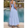 image:imageBTFBM Womens 2026 Spring Boho Spaghetti Strap Dress Casual Sleeveless Smocked A Line Beach Sundress Long Maxi DressesLight Blue
