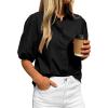 image:imageBTFBM Womens Button Down Shirts Short Puff Sleeve Collared V Neck 2026 Summer Tops Dressy Casual Work Business BlousesBlack