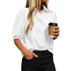 image:imageBTFBM Womens Button Down Shirts Short Puff Sleeve Collared V Neck 2026 Summer Tops Dressy Casual Work Business BlousesWhite