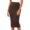 image:imageBTFBM Womens Pencil Skirt 2026 Spring Below Knee Bodycon Stretch High Waist Midi Skirts for Business Casual Office WorkBrown