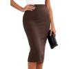 image:imageBTFBM Womens Pencil Skirt 2026 Spring Below Knee Bodycon Stretch High Waist Midi Skirts for Business Casual Office WorkBrown