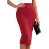 image:imageBTFBM Womens Pencil Skirt 2026 Spring Below Knee Bodycon Stretch High Waist Midi Skirts for Business Casual Office WorkRed