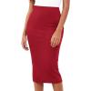 image:imageBTFBM Womens Pencil Skirt 2026 Spring Below Knee Bodycon Stretch High Waist Midi Skirts for Business Casual Office WorkRed
