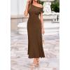 image:imageBTFBM Womens Spring Dresses 2026 Asymmetrical Neck Short Sleeve Pleated Swing Knit Midi Dress Business CasualBrown