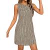 image:imageBTFBM Womens Summer Dress 2026 Spring Plaid Crew Neck Sleeveless Button Bodycon Mini Vintage Business Casual DressesApricot