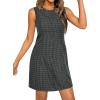 image:imageBTFBM Womens Summer Dress 2026 Spring Plaid Crew Neck Sleeveless Button Bodycon Mini Vintage Business Casual DressesDusty Blue
