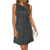 image:imageBTFBM Womens Summer Dress 2026 Spring Plaid Crew Neck Sleeveless Button Bodycon Mini Vintage Business Casual DressesDusty Blue