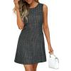 image:imageBTFBM Womens Summer Dress 2026 Spring Plaid Crew Neck Sleeveless Button Bodycon Mini Vintage Business Casual DressesDusty Blue