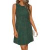 image:imageBTFBM Womens Summer Dress 2026 Spring Plaid Crew Neck Sleeveless Button Bodycon Mini Vintage Business Casual DressesGreen