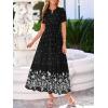 image:imageBTFBM Womens Summer Dresses 2026 Casual Short Sleeve Elastic Waist Flowy Beach Vacation Floral Boho Maxi Dress PocketsBlack White Flower