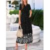 image:imageBTFBM Womens Summer Dresses 2026 Casual Short Sleeve Elastic Waist Flowy Beach Vacation Floral Boho Maxi Dress PocketsBlack White Flower