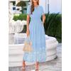 image:imageBTFBM Womens Summer Dresses 2026 Casual Short Sleeve Elastic Waist Flowy Beach Vacation Floral Boho Maxi Dress PocketsBlue White Flower