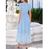 image:imageBTFBM Womens Summer Dresses 2026 Casual Short Sleeve Elastic Waist Flowy Beach Vacation Floral Boho Maxi Dress PocketsBlue White Flower