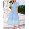 image:imageBTFBM Womens Summer Dresses 2026 Casual Short Sleeve Elastic Waist Flowy Beach Vacation Floral Boho Maxi Dress PocketsBlue White Flower