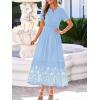 image:imageBTFBM Womens Summer Dresses 2026 Casual Short Sleeve Elastic Waist Flowy Beach Vacation Floral Boho Maxi Dress PocketsBlue White Flower