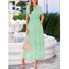 image:imageBTFBM Womens Summer Dresses 2026 Casual Short Sleeve Elastic Waist Flowy Beach Vacation Floral Boho Maxi Dress PocketsGrey Green White Flower