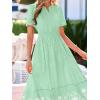 image:imageBTFBM Womens Summer Dresses 2026 Casual Short Sleeve Elastic Waist Flowy Beach Vacation Floral Boho Maxi Dress PocketsGrey Green White Flower