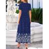 image:imageBTFBM Womens Summer Dresses 2026 Casual Short Sleeve Elastic Waist Flowy Beach Vacation Floral Boho Maxi Dress PocketsNavy White Flower