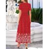 image:imageBTFBM Womens Summer Dresses 2026 Casual Short Sleeve Elastic Waist Flowy Beach Vacation Floral Boho Maxi Dress PocketsRed White Flower