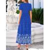 image:imageBTFBM Womens Summer Dresses 2026 Casual Short Sleeve Elastic Waist Flowy Beach Vacation Floral Boho Maxi Dress PocketsRoyal Blue White Flower