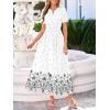 image:imageBTFBM Womens Summer Dresses 2026 Casual Short Sleeve Elastic Waist Flowy Beach Vacation Floral Boho Maxi Dress PocketsWhite Black Flower
