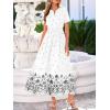 image:imageBTFBM Womens Summer Dresses 2026 Casual Short Sleeve Elastic Waist Flowy Beach Vacation Floral Boho Maxi Dress PocketsWhite Black Flower