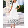 image:imageBTFBM Womens Summer Dresses 2026 Casual Short Sleeve Elastic Waist Flowy Beach Vacation Floral Boho Maxi Dress PocketsWhite Black Flower
