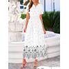 image:imageBTFBM Womens Summer Dresses 2026 Casual Short Sleeve Elastic Waist Flowy Beach Vacation Floral Boho Maxi Dress PocketsWhite Black Flower