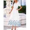 image:imageBTFBM Womens Summer Dresses 2026 Casual Short Sleeve Elastic Waist Flowy Beach Vacation Floral Boho Maxi Dress PocketsWhite Blue Flower
