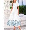 image:imageBTFBM Womens Summer Dresses 2026 Casual Short Sleeve Elastic Waist Flowy Beach Vacation Floral Boho Maxi Dress PocketsWhite Blue Flower