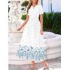 image:imageBTFBM Womens Summer Dresses 2026 Casual Short Sleeve Elastic Waist Flowy Beach Vacation Floral Boho Maxi Dress PocketsWhite Blue Flower