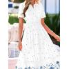 image:imageBTFBM Womens Summer Dresses 2026 Casual Short Sleeve Elastic Waist Flowy Beach Vacation Floral Boho Maxi Dress PocketsWhite Blue Flower