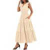 image:imageBTFBM Womens Summer Maxi Dress 2026 Spring Boho Vacation Ruffle Flutter Short Sleeve A Line Tiered Flowy Dresses PocketsApricot