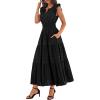 image:imageBTFBM Womens Summer Maxi Dress 2026 Spring Boho Vacation Ruffle Flutter Short Sleeve A Line Tiered Flowy Dresses PocketsBlack