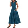 image:imageBTFBM Womens Summer Maxi Dress 2026 Spring Boho Vacation Ruffle Flutter Short Sleeve A Line Tiered Flowy Dresses PocketsLake Blue