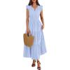 image:imageBTFBM Womens Summer Maxi Dress 2026 Spring Boho Vacation Ruffle Flutter Short Sleeve A Line Tiered Flowy Dresses PocketsLight Blue