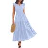 image:imageBTFBM Womens Summer Maxi Dress 2026 Spring Boho Vacation Ruffle Flutter Short Sleeve A Line Tiered Flowy Dresses PocketsLight Blue