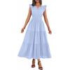image:imageBTFBM Womens Summer Maxi Dress 2026 Spring Boho Vacation Ruffle Flutter Short Sleeve A Line Tiered Flowy Dresses PocketsLight Blue