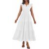 image:imageBTFBM Womens Summer Maxi Dress 2026 Spring Boho Vacation Ruffle Flutter Short Sleeve A Line Tiered Flowy Dresses PocketsWhite