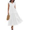 image:imageBTFBM Womens Summer Maxi Dress 2026 Spring Boho Vacation Ruffle Flutter Short Sleeve A Line Tiered Flowy Dresses PocketsWhite