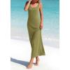 image:imageBTFBM Womens Summer Tank Dress 2026 Sleeveless Scoop Neck Boho Sundress Satin Loose Flowy Party Beach DressesArmy Green