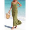image:imageBTFBM Womens Summer Tank Dress 2026 Sleeveless Scoop Neck Boho Sundress Satin Loose Flowy Party Beach DressesArmy Green