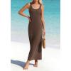 image:imageBTFBM Womens Summer Tank Dress 2026 Sleeveless Scoop Neck Boho Sundress Satin Loose Flowy Party Beach DressesBrown