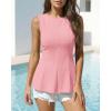 image:imageBTFBM Womens Summer Tops 2026 Business Casual Outfits Crew Neck Sleeveless Shirts Slim Fit Peplum Tank TopPink