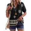 image:imageBTFBM Womens Summer Tops Boho V Neck Short Sleeve Dressy Casual Business Blouses Flowy Floral Print Shirt Trendy 2026Floral Black Apricot